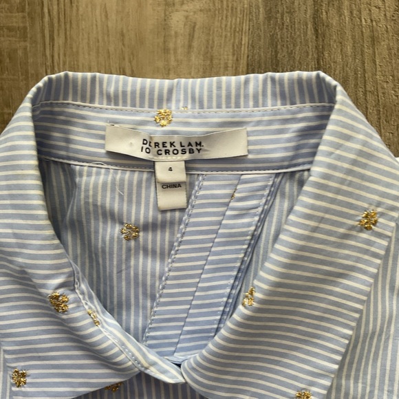 Derek Lam 10 Crosby Striped Lace Up Back Sleeveless Shirt Button Front Size4 - Picture 2 of 5